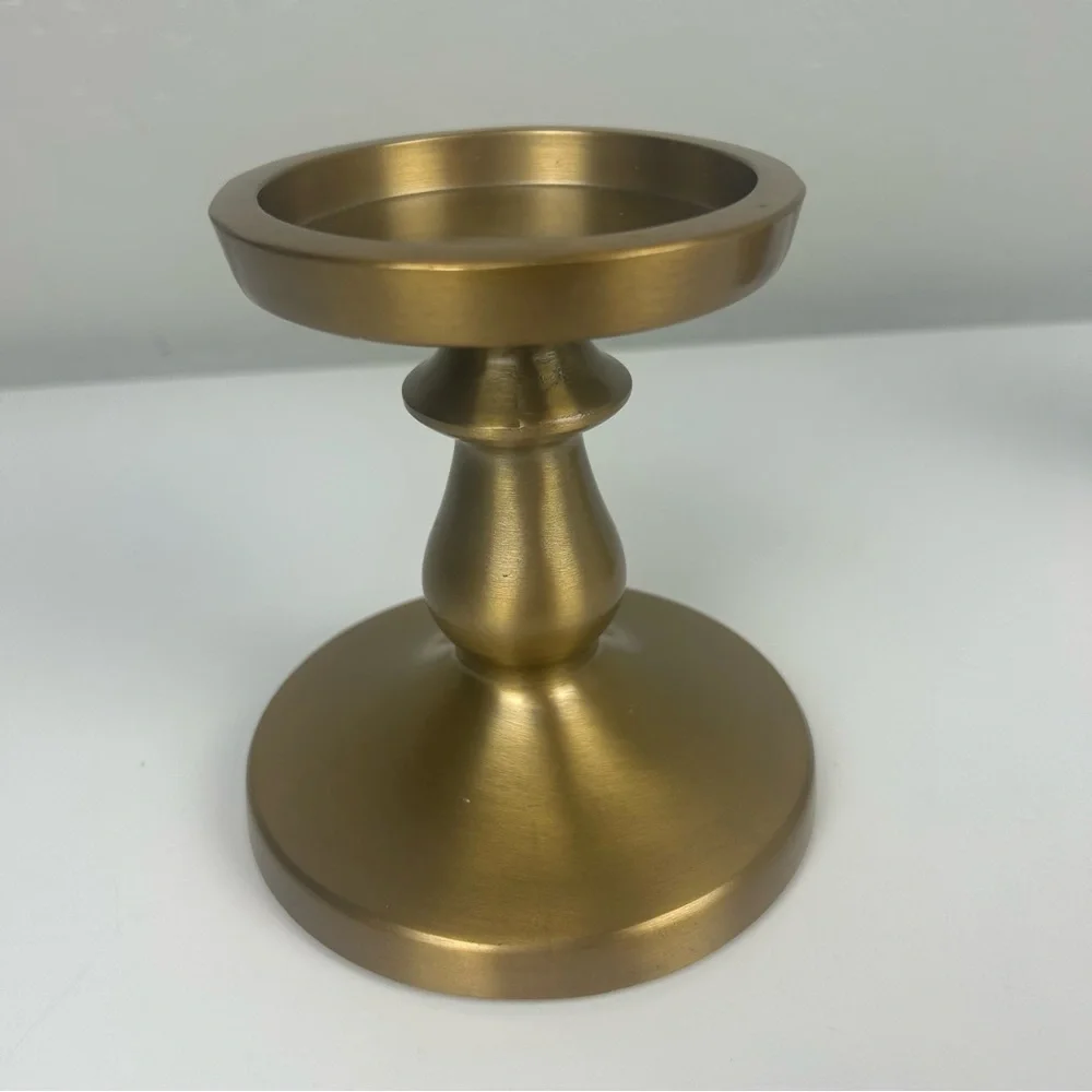 Ikea set of two gold pillar candle holders 5.5 inches